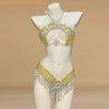 Sparkly Samba Carnival Stone Wire Bra & Thong Two-Piece Stage Costume Set