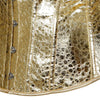 Gothic Metallic Faux Leather Overbust Corset Shiny Steel-Look Bustier
