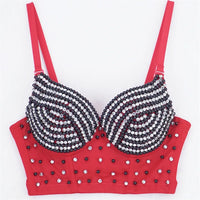 Rhinestone Beaded Bustier Corset Crop Top High Fashion Evening Party Bralette