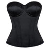 Overbust Corset Bustier Top Built-In Bra Cup Lace-Up Waist Cincher