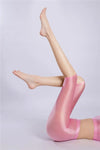Women's Oil Glossy Sheer High-Waist Shaping Shorts Satin Smooth Leggings