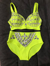 Rhinestone Bikini Bra & High-Waist Shorts 2-Piece Performance Costume Set