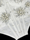 Pearl & Sequin Embroidered Floral Bustier Corset Top Asymmetric Camisole Bralette