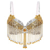 Sparkly Floral Beaded Sequin Belly Dance Bra & Tassel Performance Top