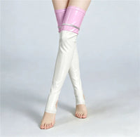 PU Faux Leather Patchwork Thigh-High Open-Foot Boot Stockings