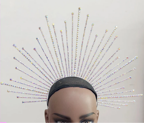 Rhinestone Sunburst Headpiece & Earring Set