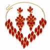 Red Rhinestone Necklace & Earrings Set