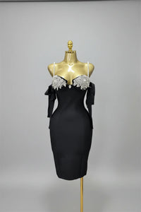 Luxury Pearl Strap Rhinestone Bustier Bandage Mini Dress & Cocktail Party Bodycon