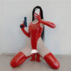 PVC Faux Leather High-Cut Open-Crotch Bodysuit & Matching Accessories