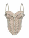 Pearl Embroidered Bustier Corset Crop Top High Street Evening Bralette