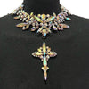 Rhinestone Cross Pendant Earring & Necklace Set