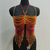 Handmade Multilayer Beaded Bra Chain & Vibrant Sunset Chest Harness
