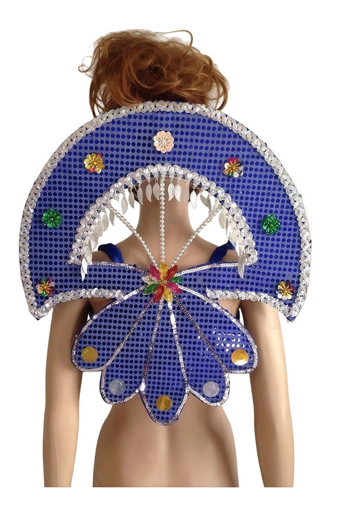 Sequined Butterfly-Style Costume Backpiece with Draped Chain
