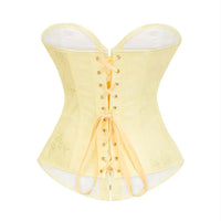 Victorian Floral Jacquard Overbust Corset Front Busk Lace-Up Bustier Top