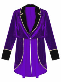 Velvet Circus Ringmaster Gold-Trimmed Swallow-Tail Blazer Coat