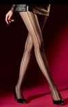 Striped Oil Glossy Sheer High-Waist Shaping Pantyhose Shiny Dance Tights