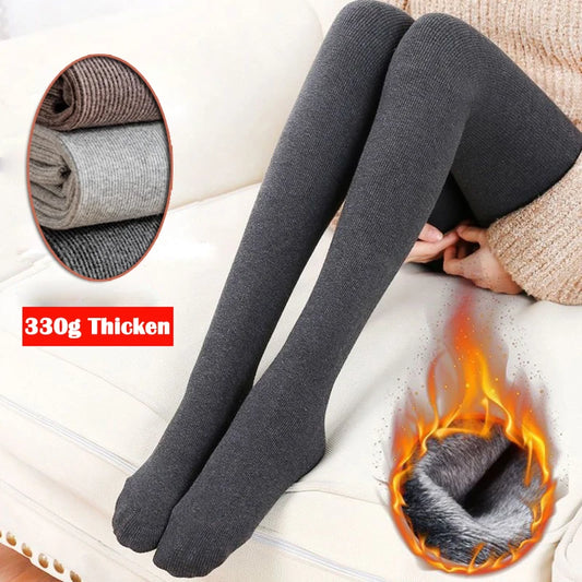 Winter Thicken Thermal Leggings 130g/330g Fleece Warm Women's Stockings High Waist Elastic Slim Sexy Legging Pantyhose 2024