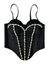 Pearl Embroidered Bustier Corset Crop Top High Street Evening Bralette