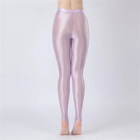 Thin Sheer Oil Glossy High-Stretch Pencil Pants Candy Color Yoga Leggings