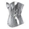 Gothic Metallic Faux Leather Overbust Corset Shiny Steel-Look Bustier