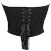 Black Striped Overbust Corset Top Zipper Front Lace-Up Bustier Body Shaper