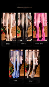 1D Ultra-Thin Oil Glossy Hollow-Out Sheer Shaping Pantyhose Shiny Tights