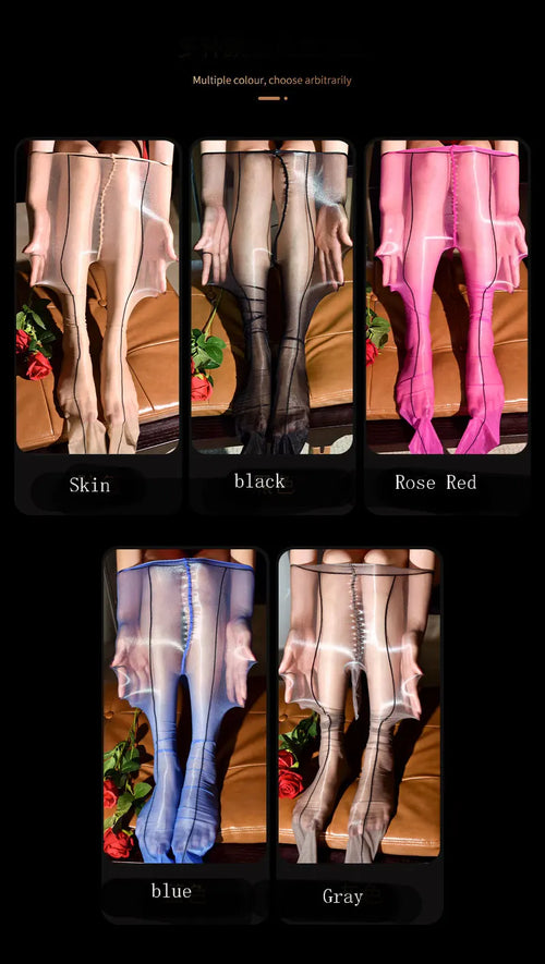 1D Ultra-Thin Oil Glossy Hollow-Out Sheer Shaping Pantyhose Shiny Tights