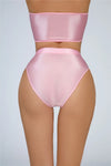 High-Waist Oil Glossy Sheer G-String Thong Satin Smooth Seamless Briefs