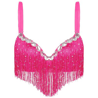 The Stardust Oasis Sirena – Sequined Tassel & Rhinestone Push-Up Belly Dance Bra Top