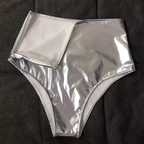 The Stardust Spotlight High-Waist Shorts – Glossy Patent Leather Showgirl Hot Pants