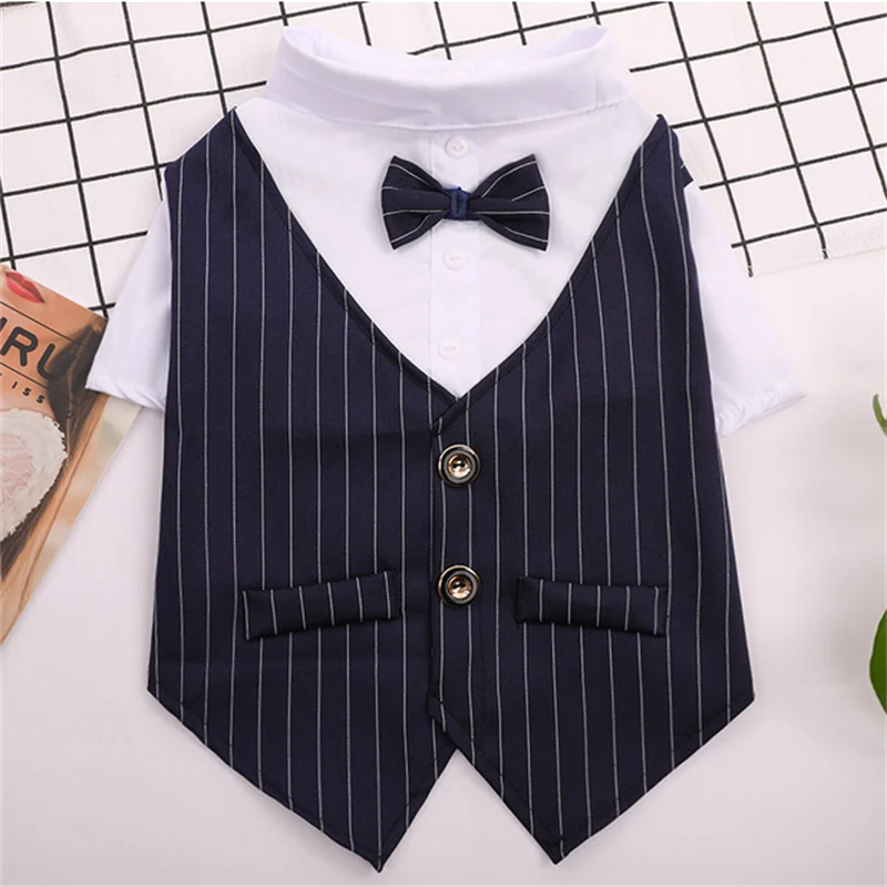 Dog Tuxedo Suit Costume Pet Cat Dog Wedding Birthday Party Formal Shirt with Bow Tie for Puppy Small Medium Dogs Costume Clothes