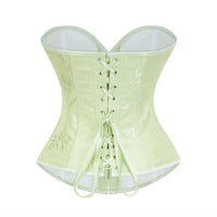 Victorian Floral Jacquard Overbust Corset Front Busk Lace-Up Bustier Top