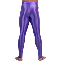 Men's Oil Glossy Sheer High-Stretch Pencil Pants Satin Smooth Leggings