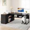 Tribesigns 71 inch Executive Desk, L Shaped Desk with Cabinet Storage, Executive Office Desk with Shelves