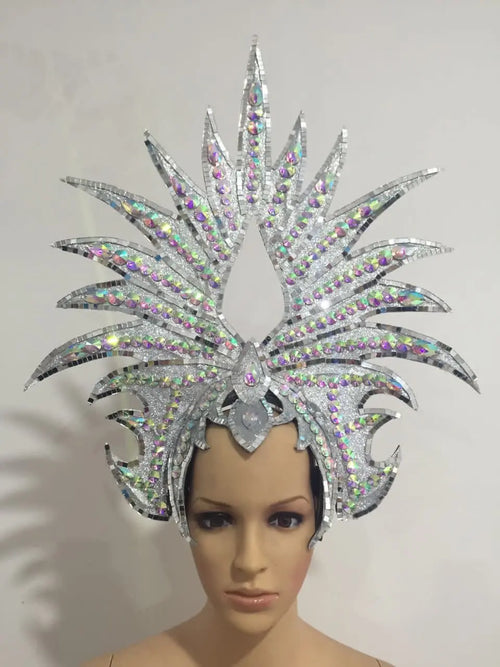 The Stardust Majestic Feather Crown – Carnival & Cabaret Stage Headdress