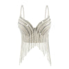 Rhinestone & Bead Tassel Push-Up Underwire Bustier Crop Top