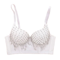 Rhinestone Fringe Embellished Showgirl Bra