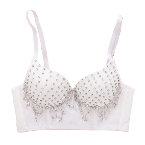 Rhinestone Fringe Embellished Showgirl Bra