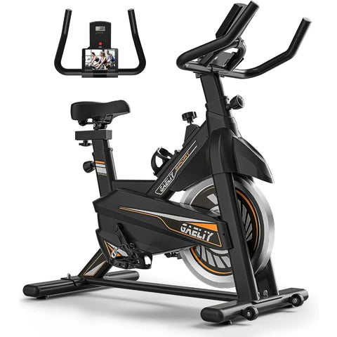 Exercise Bike-Stationary Bikes Indoor Cycling Bike, Workout Bike Belt Drive Black Orange Indoor Exercise Bike