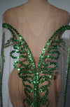 Sparkly Green Sequin Sheer Mesh Evening Gown with Cloak Stage Performance Costume