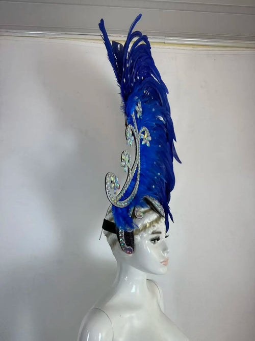 The Stardust Royal Plume – Feathered Carnival & Cabaret Stage Headdress