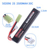 7.4v 2500mAh Lipo Battery for Water Gun 2S 7.4V Rechargable battery for Mini Airsoft BB Air Pistol Electric Toys Guns Parts