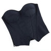 Black Striped Overbust Corset Top Zipper Front Lace-Up Bustier Body Shaper