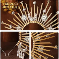 Sunburst Spike Sun Crown-Moon Star Greek Goddess Gold Halo Headband