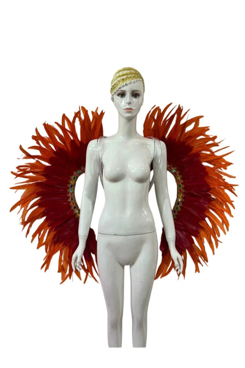 Two-Tone Feather Wing Backpiece Stage Costume Accessory