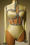 Crystal Tube Top, High-Waist Shorts & Bolero Jacket 3-Piece Performance Costume Set
