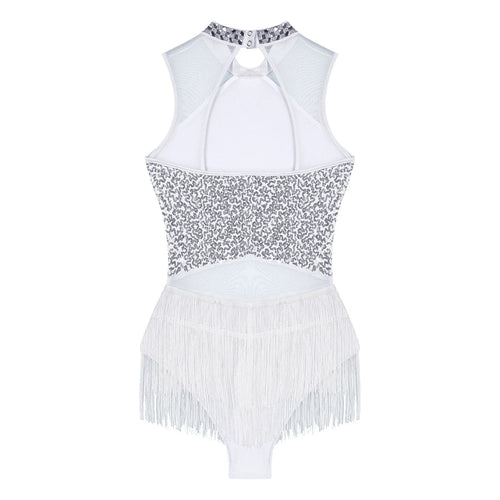 Sparkly Sequin & Fringe Dance Dress with Gloves Latin Stage Performance Costume