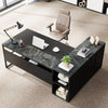 Tribesigns 71 inch Executive Desk, L Shaped Desk with Cabinet Storage, Executive Office Desk with Shelves