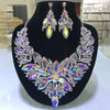 Colorful Rhinestone Crystal Necklace & Earring Jewelry Set