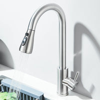 Kitchen Faucet Brushed Nickel Hot and Cold Water Faucet Kitchen Sink Faucet Pull-out Sprayer For Kitchen Sink Faucet